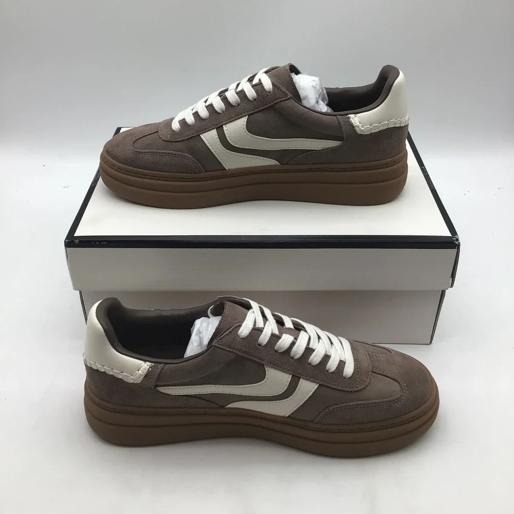 Steve Madden Dodge Taupe Suede Platform Sneakers Womens Size 10 Low‎ Top NEW